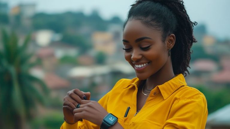 The new health - A lady checking her smartwatch, displaying health data,